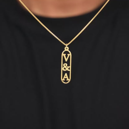 Golden Personalised Bar Initial Pendant For Him