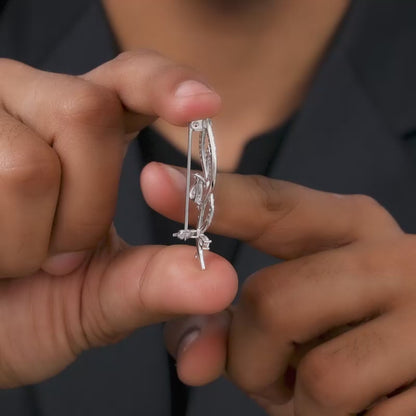 Silver Wavy Brooch For Him