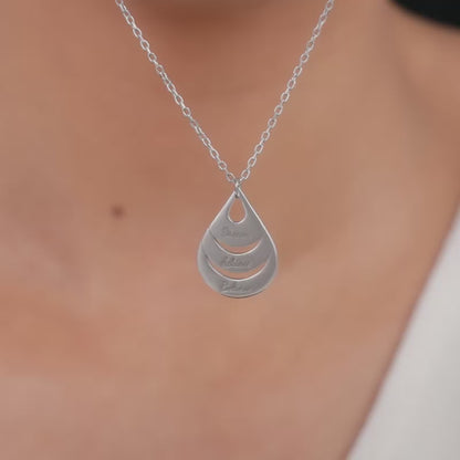Silver Personalised Dreamy Teardrop Pendant With Link Chain