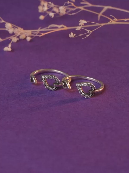 Oxidised Silver Aparajita Open Toe Rings