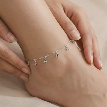 Silver Starry Charms Anklet