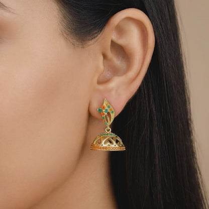 Golden Pushkar Jhumki Earrings
