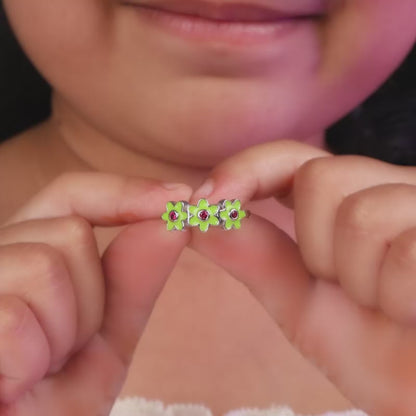 Silver Triple Bloom Kids Ring