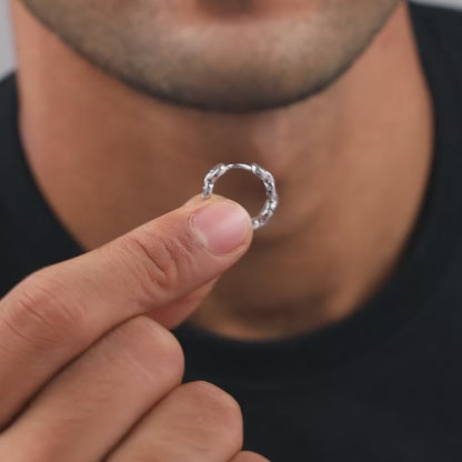 Silver Chain Hoop Earring For Him