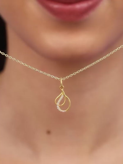 Golden Dual Pear Pendant with Link Chain