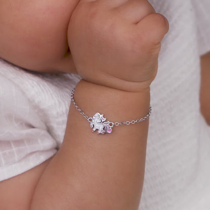 Silver Playful Unicorn Kids Bracelet (0 - 2 Years)