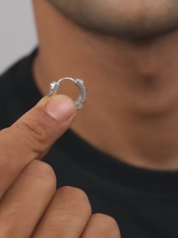 Silver Spike Hoop Earring For Him