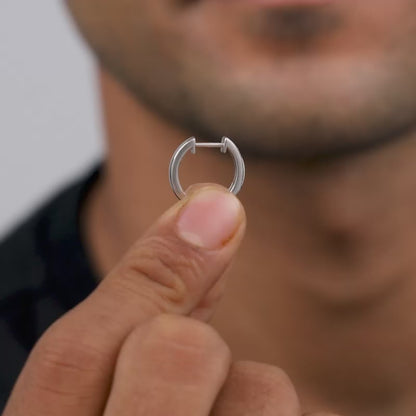 Silver Minimal Hoop Earring For Him