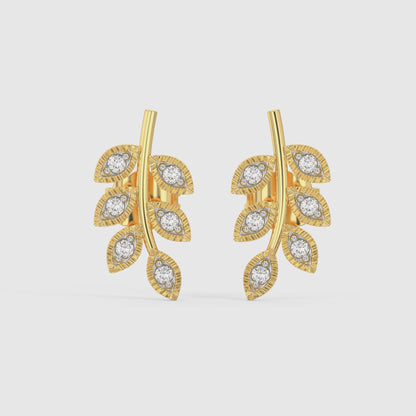 Gold Leafy Grace Diamond Earrings