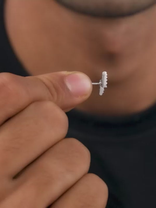 Silver Lightning Spark Stud For Him