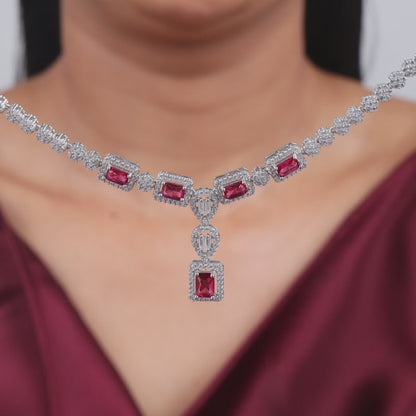 Silver Genovia Pink Necklace