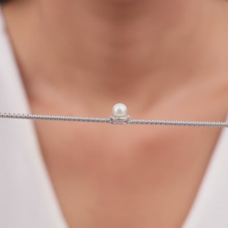 Silver Circle of Pearl Tennis Bracelet