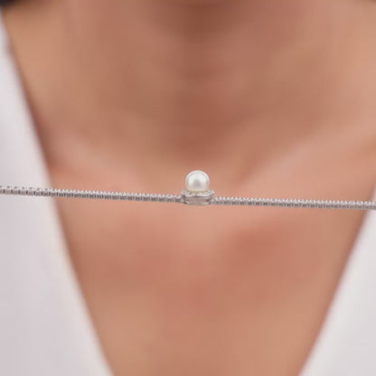 Silver Circle of Pearl Tennis Bracelet