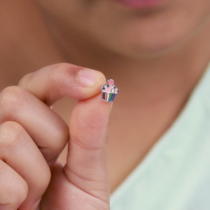 Silver CupCake Kids Studs