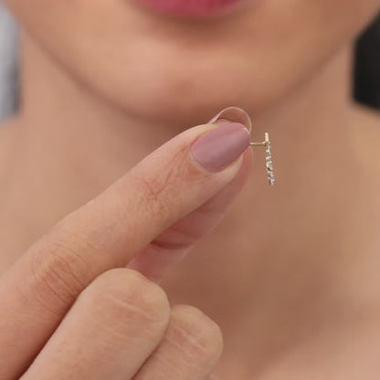 Gold Lunar Charm Lab Grown Diamond Earrings