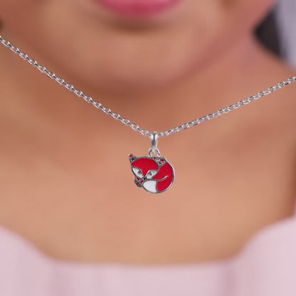 Silver Foxy Kids Pendant with Link Chain