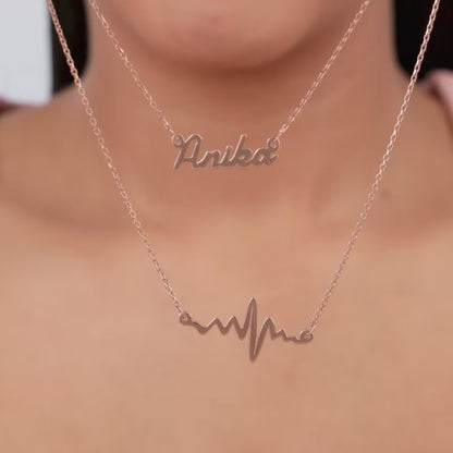 Rose Gold Personalised Heartbeat Layered Necklace