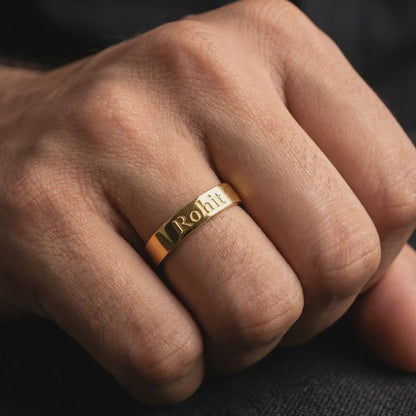 Golden Personalised Signature Ring For Him