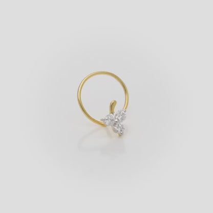 Gold Bloom In Love Diamond Nose Pin