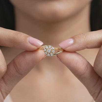 Gold Petal Confluence Lab Grown Diamond Ring (Size 12)