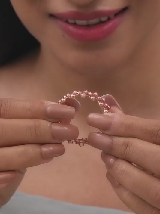 Rose Gold Supple Bracelet with Royal Pink Stones