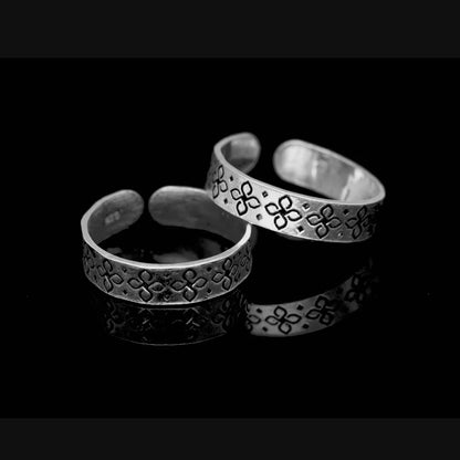 Silver Floral Fancy Toe Rings