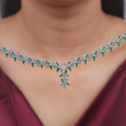 Silver Marwar Green Necklace