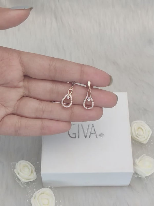 Rose Gold Zircon Drop Earrings