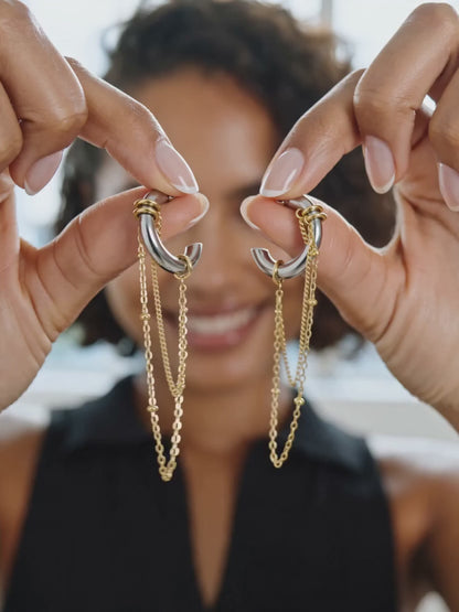 IXIA by GIVA Chain Swing Dual Tone Danglers