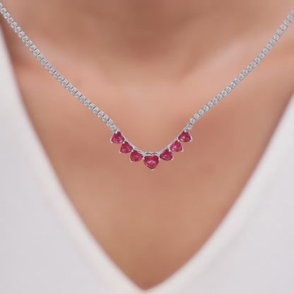 Silver Pink Heart Necklace