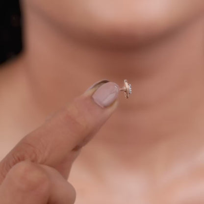 Rose Gold Floral Glam Lab Grown Diamond Earrings