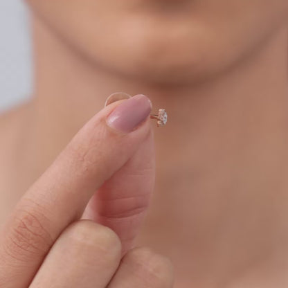 Rose Gold Sunstar Lab Grown Diamond Nose Pin