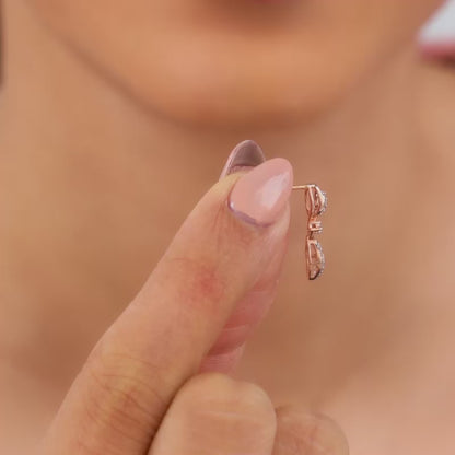 Rose Gold Whirlwind Drop Lab Grown Diamond Earrings