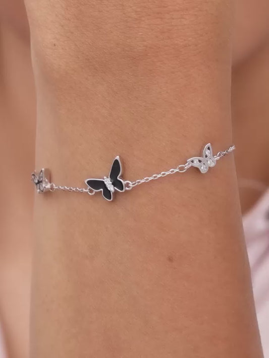 Silver Elegant Butterflies Bracelet