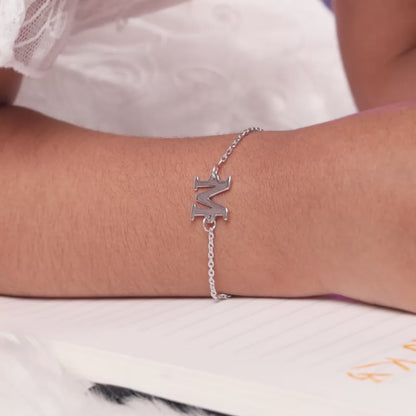 Silver Personalised Initial Kids Bracelet (2 - 8 Years)