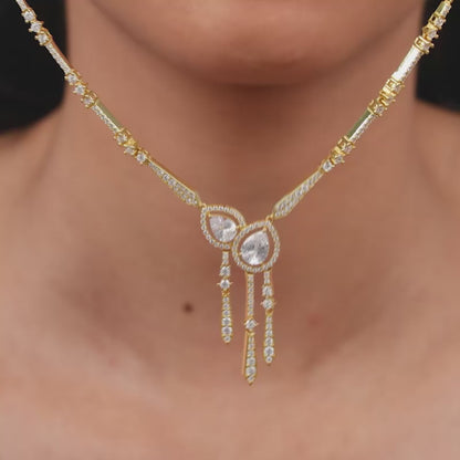 Golden Dazzle Drop Sautoir Necklace