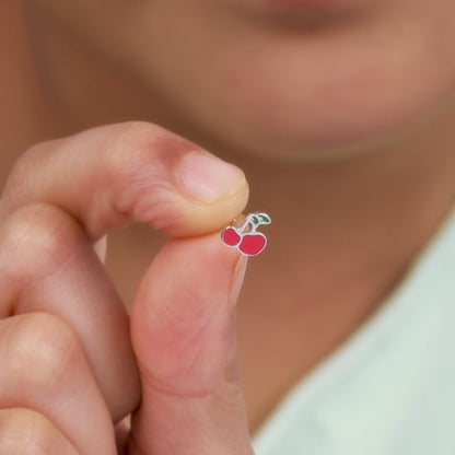 Silver Cherry Kids Studs