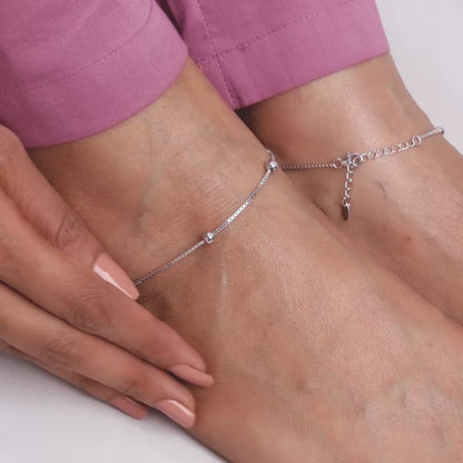 Silver Beautiful Bead Anklet