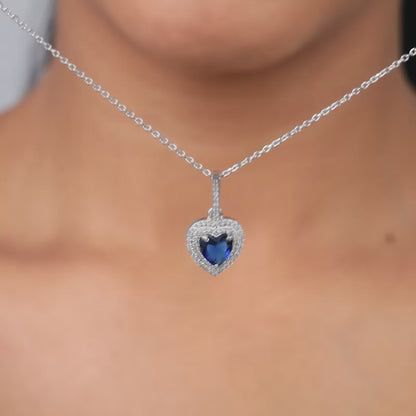 Silver Royal Heart Pendant With Link Chain