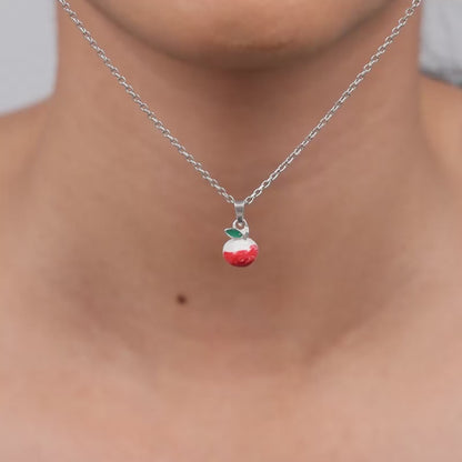Silver Tri Colour Cherry Pendant With Link Chain