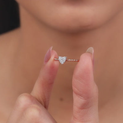 Rose Gold Heart Solitaire Lab Grown Diamond Ring