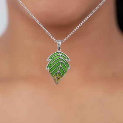 Silver Heavenly Leaf Pendant With Link Chain