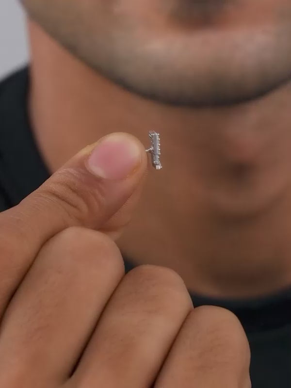 Silver Swastik Shine Stud For Him