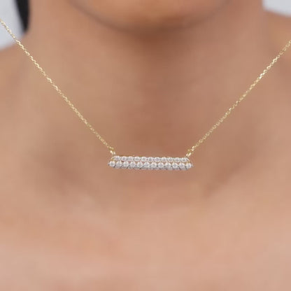 Gold Sparkling Line Lab Grown Diamond Necklace