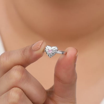 Silver Blush Heart Ring