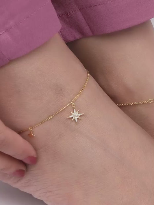 Golden North Star Anklet