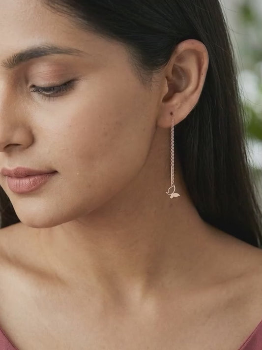 Rose Gold Fluttering Beauty Sui Dhaga Earrings