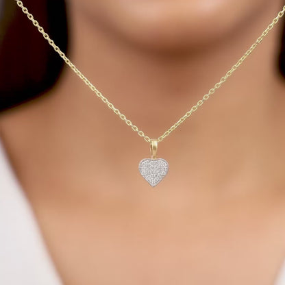 Gold Cute Heartbeat Diamond Pendant