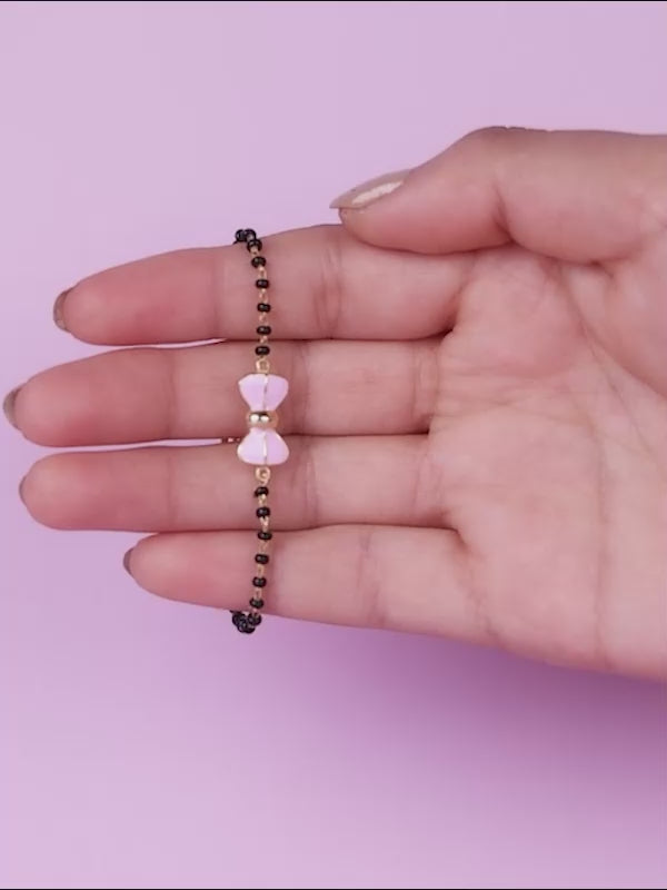 Golden Pink Bow Infant Bracelet (0-18 months)