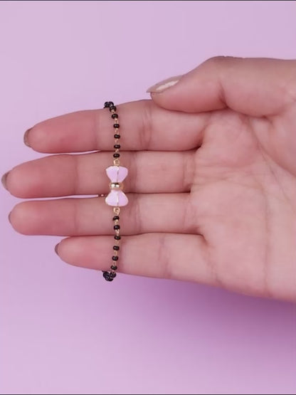 Golden Pink Bow Infant Bracelet (0-18 months)